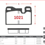 Pastillas de Freno Traseras Porsche (428 4.4 / 4.6 S / 4.9 S, 924 2.0 / 2.5, 928 4.7 S) - Código 1021