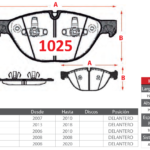 Pastillas de Freno Delanteras Bmw (X5 3.0, X5 4.4, X5 4.8) - Código 1025