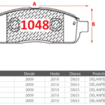 Pastillas de Freno Delanteras Ford (F-150 4.2 XLT, F-150 4.6 XLT, F-150 4.9 XLT) - Código 1048