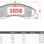 Pastillas de Freno Delanteras Ford (E-450 SUPERDUTY, ECONOLINE E-150 4.9, ECONOLINE E-250 5.0) - Código 1058