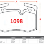 Pastillas de Freno Delanteras Mini (CLUBMAN 1.6, JOHN COOPER WORKS 1.6) - Código 1098