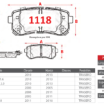 Pastillas de Freno Traseras Hyundai / Jac / Kia (CRETA 1.5, CRETA 1.6, CRETA GDI 1.4) - Código 1118