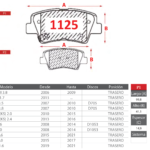 Pastillas de Freno Traseras Kia (AMANTI II 3.8, CARENS 1.7, OPIRUS 3.5) - Código 1125