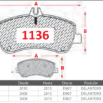 Pastillas de Freno Delanteras Mercedes Benz (GLK 200 (X204), GLK 220 (X204), GLK 350 (X204)) - Código 1136
