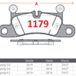 Pastillas de Freno Traseras Porsche / Volkswagen (911 (991) 3.0 Carrera 4, 911 (991) 3.4 Carrera, 911 Targa (991) 3.0 Carrera 4) - Código 1179