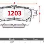 Pastillas de Freno Traseras Lexus / Toyota (GS200T 2.0, GS250 2.5, GS350 3.5) - Código 1203