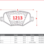 Pastillas de Freno Traseras Ford (EDGE 2.0, EDGE 3.5, EXPLORER 2.0) - Código 1213