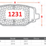 Pastillas de Freno Traseras Dodge (GRAND CARAVAN 2.4, JOURNEY 2.4) - Código 1231