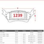 Pastillas de Freno Traseras Ford (F-150 3.3 XLT, F-150 3.5 2WD / 4WD, F-150 3.7 2WD / 4WD) - Código 1239