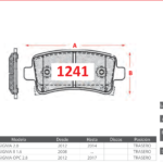 Pastillas de Freno Traseras Chevrolet / Opel (MALIBU 2.0, INSIGNIA 2.0, INSIGNIA II 1.6) - Código 1241