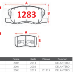 Pastillas de Freno Delanteras Mitsubishi (COLT 1.3, COLT 1.4, COLT 1.5) - Código 1283