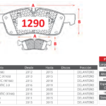 Pastillas de Freno Delanteras Dodge / Jeep / Mercedes Benz (DURANGO 3.6 POLICE, DURANGO 5.7 POLICE, GRAND CHEROKEE LTD 3.6) - Código 1290