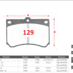 Pastillas de Freno Delanteras Ford / Mazda (ESCORT 1.9 (USA), 323 1.6, ARTIS 1.6) - Código 129