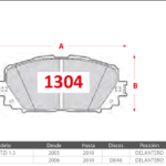 Pastillas de Freno Delanteras Toyota (YARIS RS (VITZ) 1.5, YARIS SE 1.8) - Código 1304