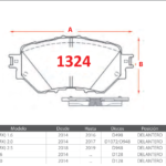 Pastillas de Freno Delanteras Mazda (3 (MX) 1.6, 3 (MX) 2.0, 3 (MX) 2.5) - Código 1324