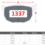 Pastillas de Freno Traseras Jac (B-CLASS 1.5, J5 1.5, J5 2.0) - Código 1337