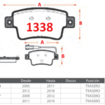 Pastillas de Freno Traseras Fiat (GRANDE PUNTO 1.4, PUNTO 1.2, PUNTO EVO 1.4 16V) - Código 1338