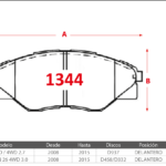 Pastillas de Freno Delanteras Toyota (HILUX 2WD / 4WD 2.7, HILUX KUN 26 4WD 3.0) - Código 1344