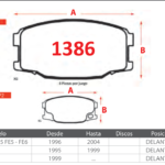 Pastillas de Freno Delanteras Mitsubishi (CANTER 60 / 75 FE5 - FE6, ROSA 4.2, ROSA 4.9) - Código 1386