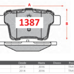 Pastillas de Freno Traseras Byd / Geely (S6 2.0, TANG EV, EX7 2.0) - Código 1387