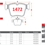 Pastillas de Freno Traseras Mercedes Benz (AMG C 43 4-matic, C450 AMG 4MATIC, GLC 220 4MATIC) - Código 1472