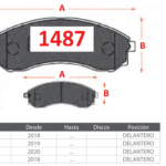 Pastillas de Freno Delanteras Jac (REFINE 2.0, REFINE 2.4, REFINE 2.8) - Código 1487