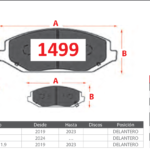 Pastillas de Freno Delanteras Jac (NEW REFINE 2.0, NEW REFINE EV, NEW REFINE TD 1.9) - Código 1499