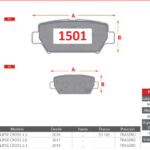 Pastillas de Freno Traseras Mitsubishi (ECLIPSE CROSS 1.5, ECLIPSE CROSS 2.0, ECLIPSE CROSS 2.3) - Código 1501