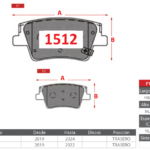 Pastillas de Freno Traseras Hyundai (SANTA FE 2.2, SANTA FE 2.4) - Código 1512