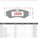 Pastillas de Freno Traseras Mercedes Benz (SPRINTER 2.1, SPRINTER 313, SPRINTER III 311 CDI) - Código 1524