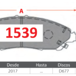 Pastillas de Freno Delanteras Hino (HRV 1.5, RIDGELINE 3.5) - Código 1539