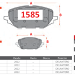 Pastillas de Freno Delanteras Chevrolet (NEW MONTANA 1.2, TRACKER 1.2, TRACKER 1.4) - Código 1585