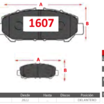 Pastillas de Freno Delanteras Toyota (RAIZE 1.2) - Código 1607