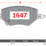 Pastillas de Freno Delanteras Chevrolet (CAPTIVA 1.5) - Código 1647