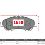 Pastillas de Freno Delanteras Toyota (RUSH (AT -XLI) 1.5, RUSH 1.5) - Código 1650