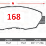 Pastillas de Freno Delanteras Honda / Subaru (ACCORD EX - LX 1.8, CR-V (JP) 2.0, PRELUDE 2.0i) - Código 168