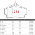 Pastillas de Freno Traseras Porsche (718 (982) 2.5, 718 (982) 4.0, 718 (982) 4.2) - Código 1734