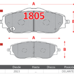 Pastillas de Freno Delanteras Fiat (TERRITORY II 1.5) - Código 1805