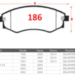 Pastillas de Freno Delanteras Hyundai / Jac / Nissan (AVANTE 1.8, COUPE 2.0, ELANTRA 1.6) - Código 186