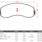 Pastillas de Freno Delanteras Kia (FRONTIER 2.5 BONGO, FRONTIER 2.7 BONGO 4WD, FRONTIER 3.0 BONGO 2WD / 4WD) - Código 1