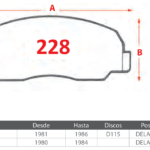 Pastillas de Freno Delanteras Mazda (B1600 / 1800 / 2200, E2000 / 2200) - Código 228