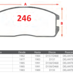 Pastillas de Freno Delanteras Mitsubishi (COLT 1.2, GALANT 1.6, LANCER 1.3) - Código 246