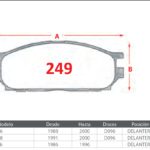 Pastillas de Freno Delanteras Mitsubishi (LANCER 1.6, LANCER 1.8, MIRAGE 1.6) - Código 249