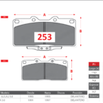 Pastillas de Freno Delanteras Mitsubishi (3000 GT (U.S.A.) 3.0, 3000 VR4 3.0) - Código 253