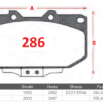 Pastillas de Freno Delanteras Nissan / Subaru (300 ZX TURBO GL 3.0, IMPREZA 2.0, WRX 2.5) - Código 286