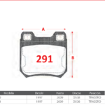 Pastillas de Freno Traseras Opel / Saab (ASTRA (ARO 13’’ 14’’), OMEGA 2.2, VECTRA 1.6) - Código 291