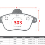 Pastillas de Freno Delanteras Peugeot (605 2.0i, 605 2.0i TURBO, 605 2.1D/TD) - Código 303