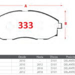 Pastillas de Freno Delanteras Hyundai / Jac (H100 2.4, LIBERO 2.5, STAREX 2.5 DIESEL) - Código 333