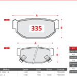 Pastillas de Freno Traseras Subaru (LEONE 4WD 1.8, LOYALE 1.3) - Código 335