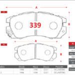 Pastillas de Freno Delanteras Subaru (LEGACY 2.5, OUTBACK 2.5) - Código 339